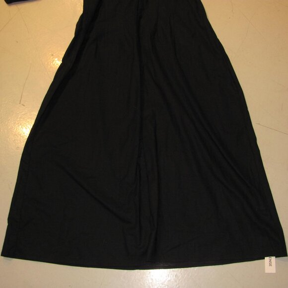 Commense Cotton & Linen Puff Sleeve Midi Shift Dress Black Size XL NWT - Picture 4 of 6